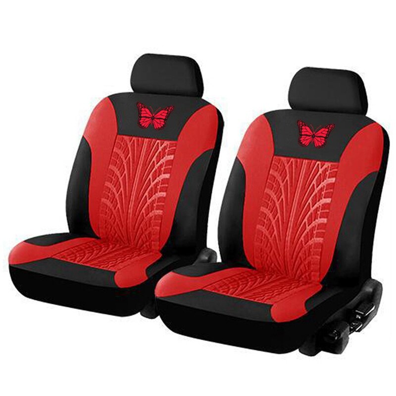 Car Seat Cover Set Butterfly-Pattern Universal Car Seat Cover Full Set Auto Seat Cover Car Styling Interior Accessories: Red 4pcs