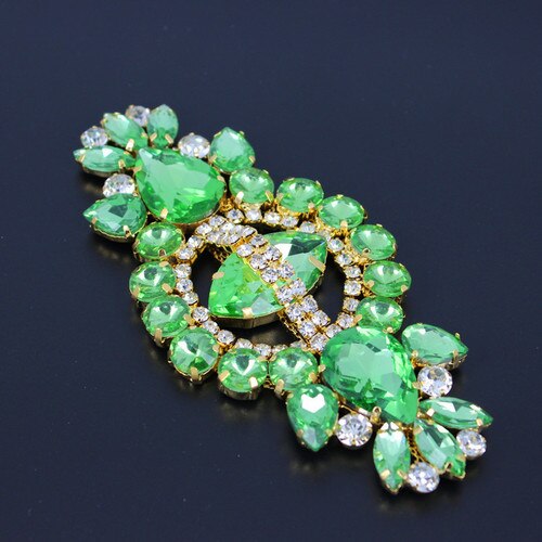12*5.8 cm bandeau de mariée strass Applique pour wedidng robe sac décorations or mariage ceinture ceinture strass vert appliques: green sash applique