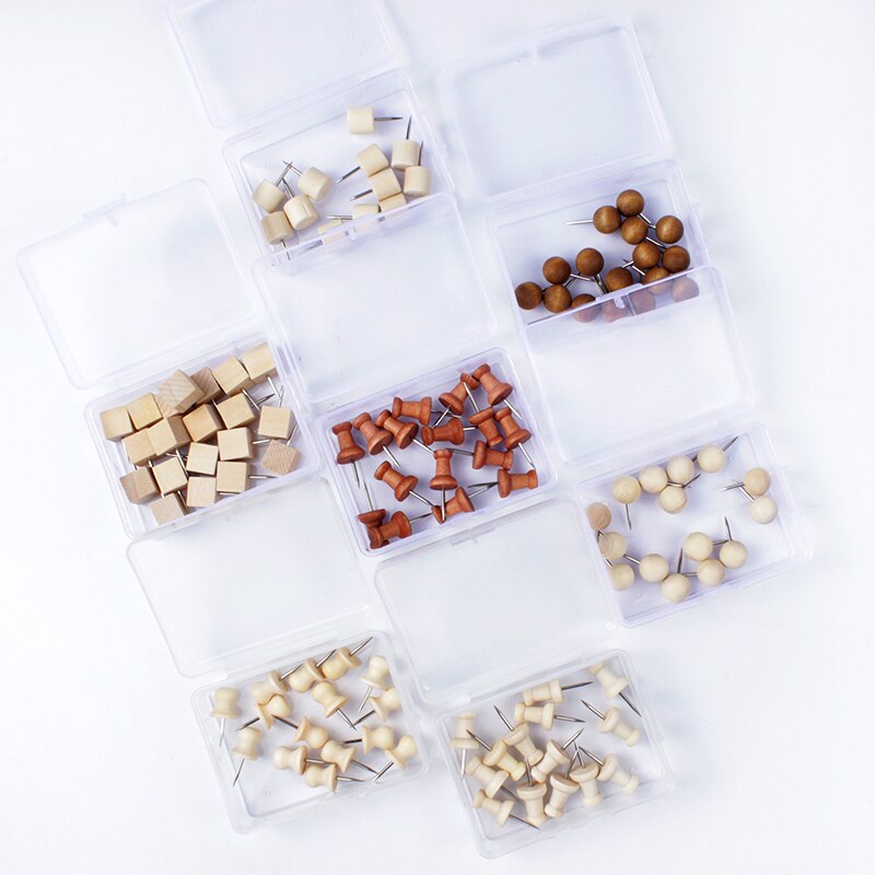 10/20 Pcs Box Container Thuis Craft Kantoor Houten Punaise Foto Muur Kurk Boord Decoratieve Kaart Push Pin Tekening Nail