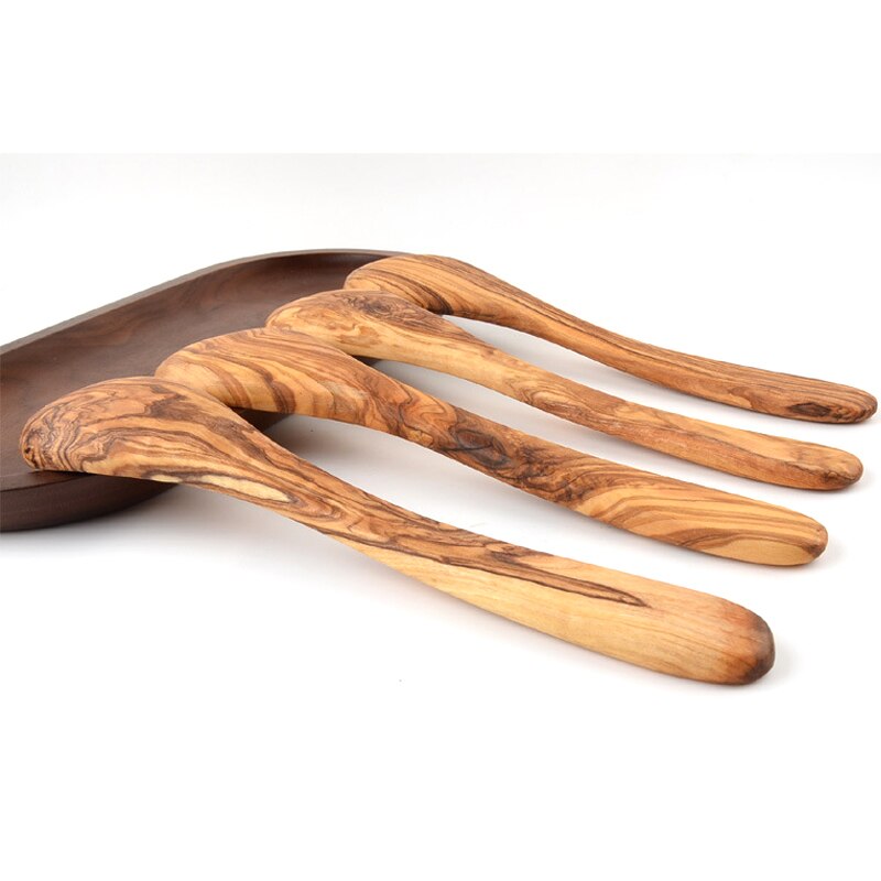 Olijf Houten Lepel Vork 1 Set Real Olivewood Servies Mengen Salade Tool Natuurlijke Salade servers