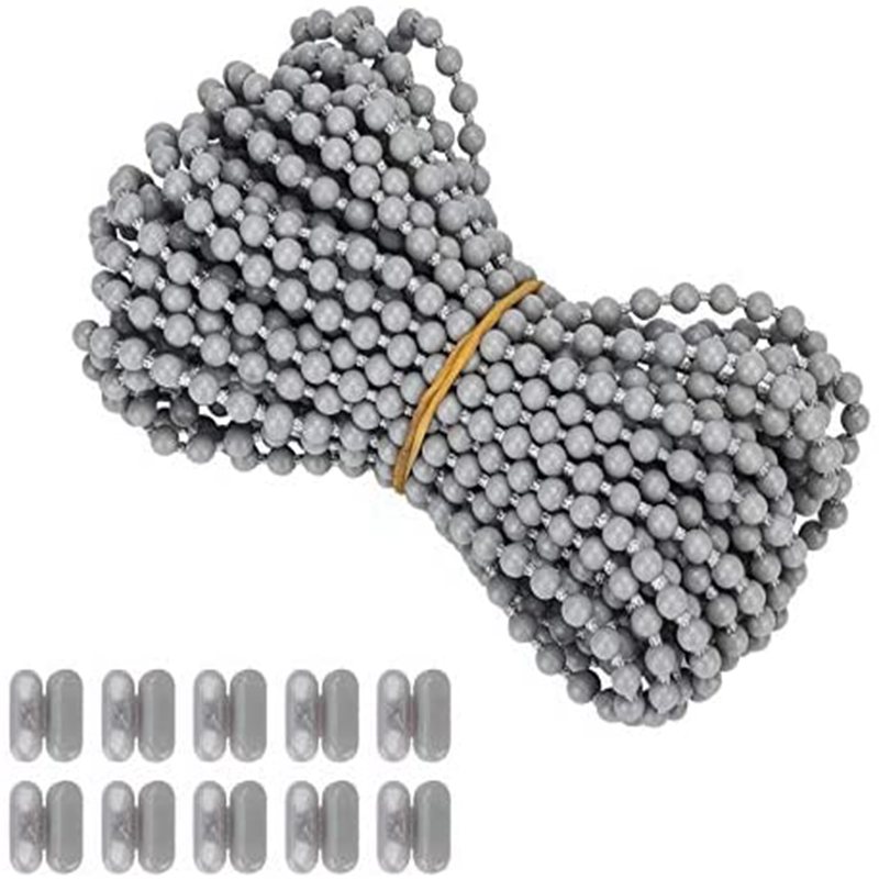 10M Roller and Roman Shade Blind Beaded Chain Cord Grey Plastic Roller Curtain Bead Rope Blind Beaded Cord for Roller Blind
