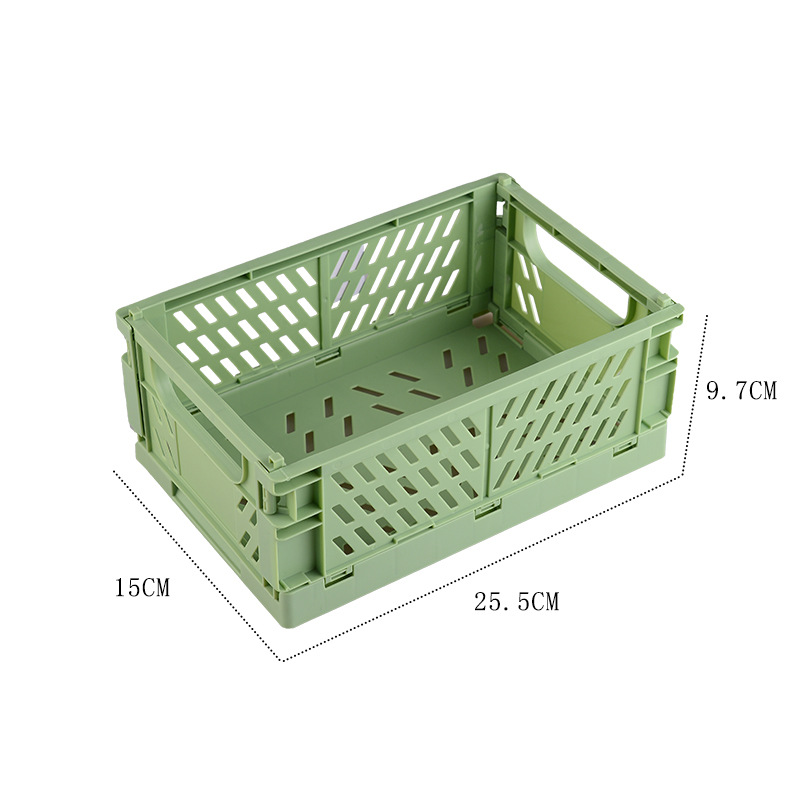 Cesta de almacenamiento plegable de escritorio Ins, caja de almacenamiento apilable de plástico para artículos diversos, juguete, aperitivos, organizador de escritorio Kawaii para estudiantes: Azul