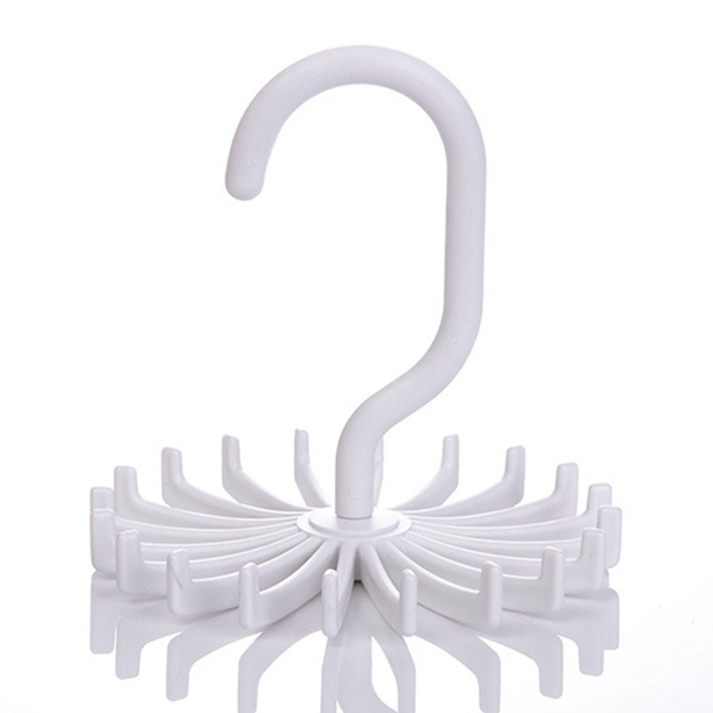 360 degree rotatable Ties Clothing Hanger Rack 20 claw scarf hanger Organizer Twirling Scarf Belt Tie Hook Holder Ties: White