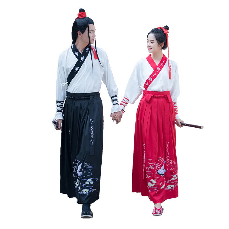 Borduurwerk Hanfu Traditionele Dans Kostuums Vrouwen Mannen Folk Festival Outfit Crane Fee Jurk Rave Prestaties Kleding DC3453