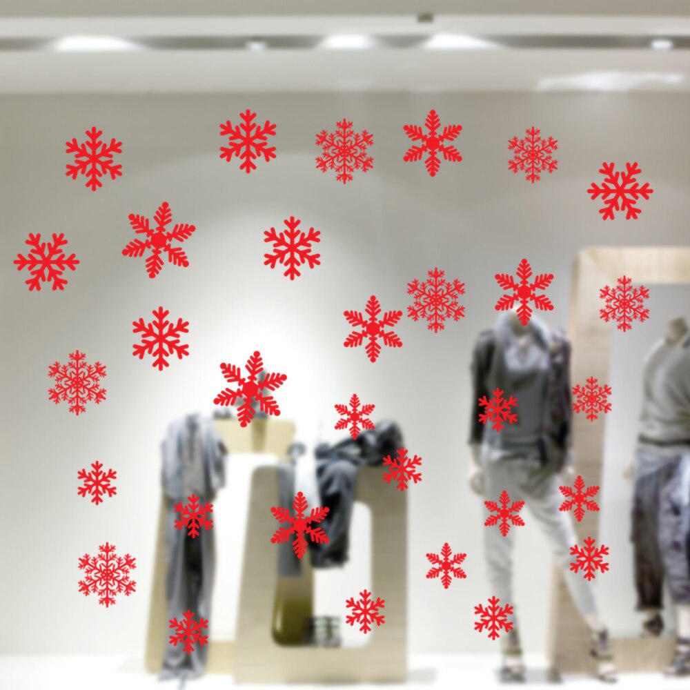 Non-adhesive static glass stickers, Christmas themed restaurant, clothing, shop glass, room living room glass window stickers: E64red