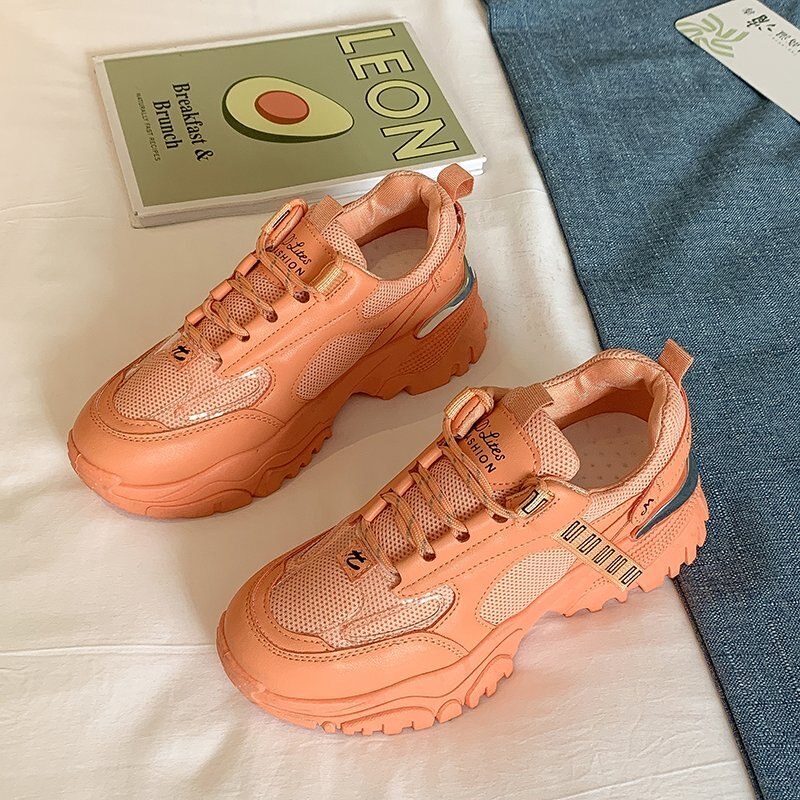 Frauen Turnschuhe Breathble Schuhe Für Frauen SummerNew Outdoor Dicken boden Trend Frauen Vulkanisierte Schuhe: orange / 5
