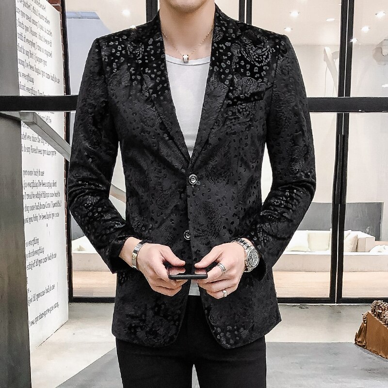 2022 Men&#39;s Casual Boutique Business Slim Fit Personality European and American Style Suit Blazers Jacket Dress Coat