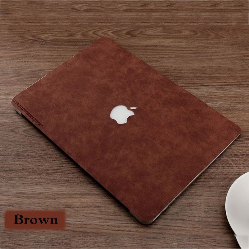 Case Cover Skin For Apple Macbook Pro 13.3 A1706 A1708 A1989 Top+Bottom PU Leather Case Film Protective Film Tablet Skin: Brown