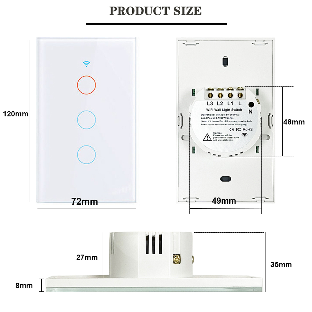 Inteligentne przełączniki Tuya Przewód neutralny USA / Nie wymaga przewodu neutralnego Światło WiFi Przełącznik dotykowy 1/2/3/4 Gang Via Alexa Google Home Alice