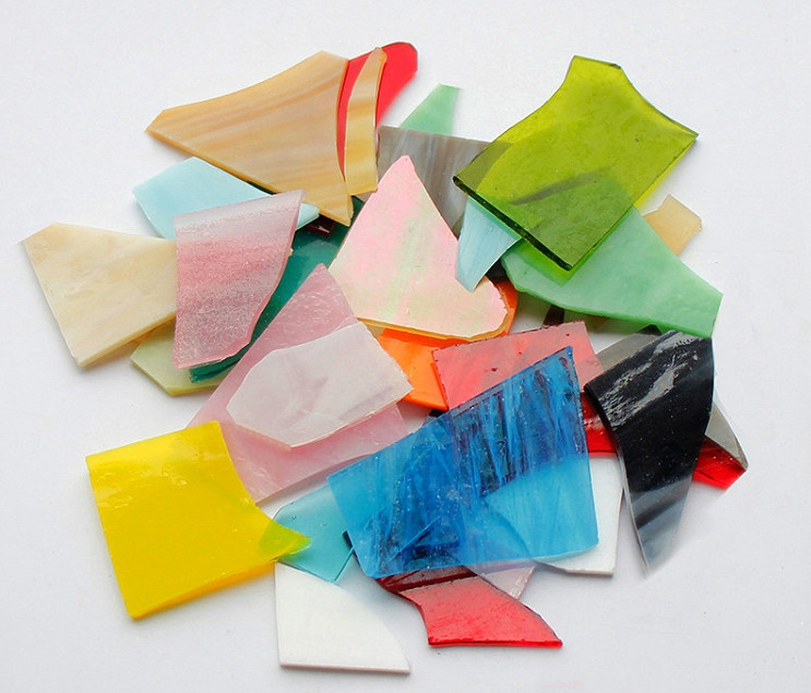Azulejos de mosaico de vidrio de Mica Irregular para iglesia, piezas de vidrio roto transparente para manualidades, materiales de mosaico decorativos de pared DIY de 500g: A