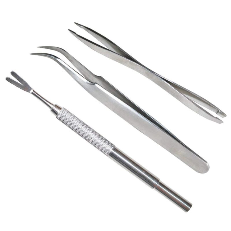 3 Pcs Durable Stainless Steel Tick Puller Point Clip Clamp Pet Deworming Tool for Dogs and Cats Health Cleaning