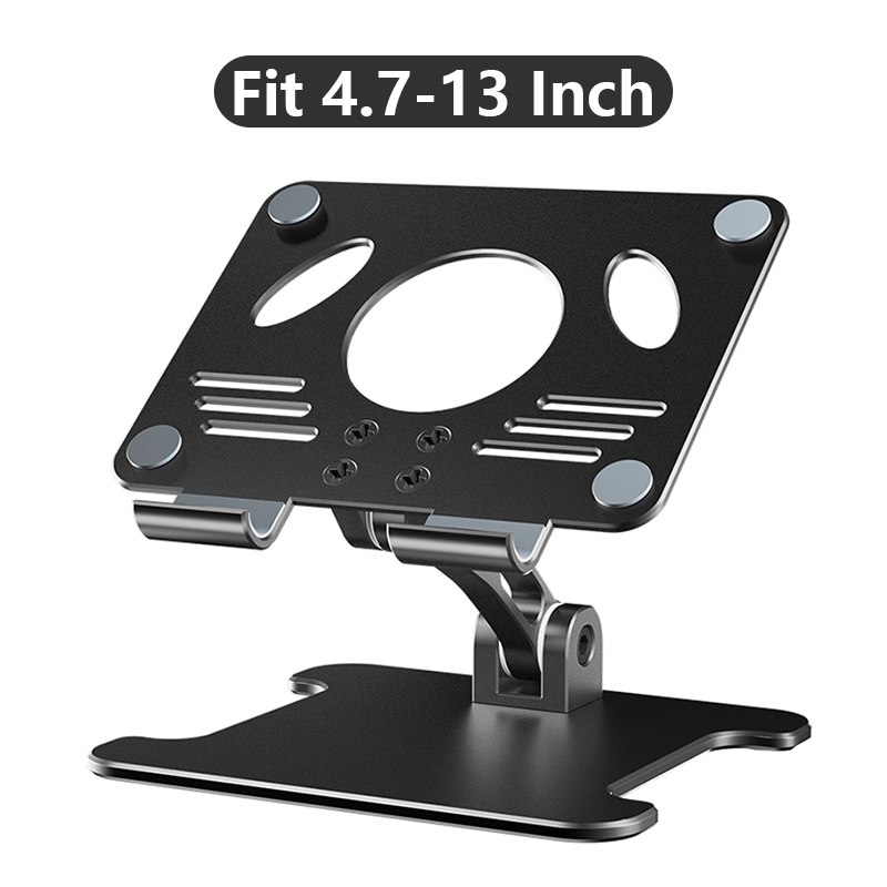 Tablet Stands For iPad Pro Case Adjustable Foldable Height Angle Phone Tablet Holder Desk Accessories Folding Metal Support: Black 4.7-13 Inch