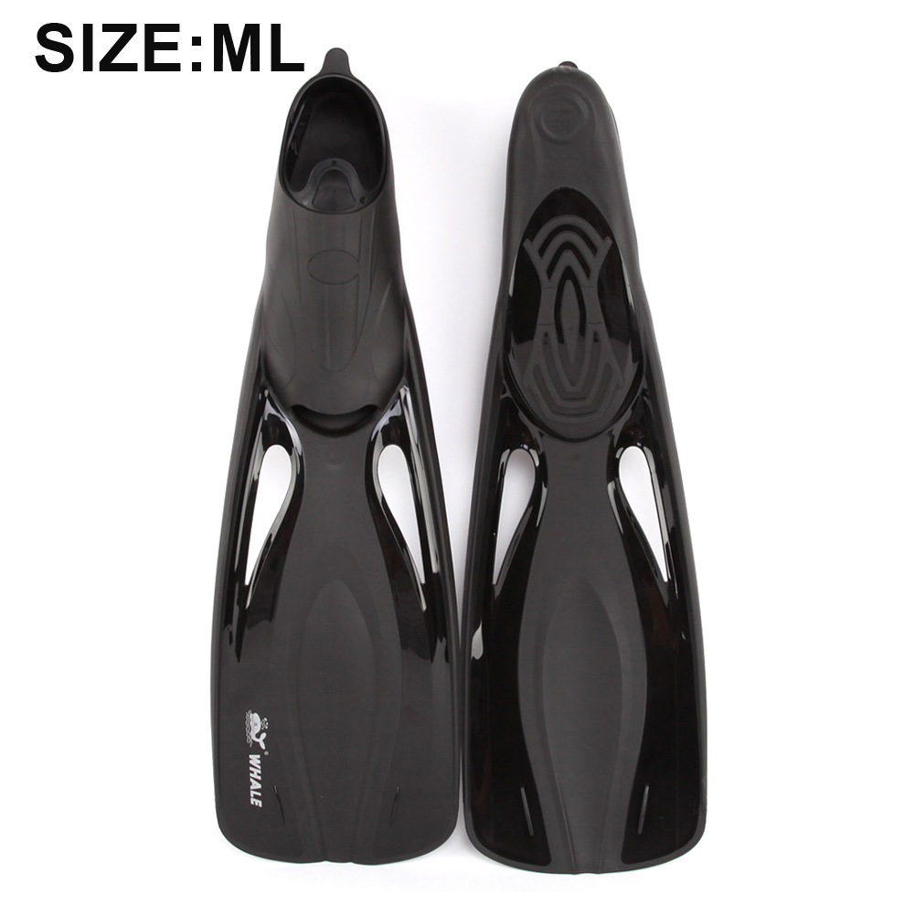 Whale Adult Flexible Comfort Swimming Fins Submersible Long Swimming Snorkeling Foot Profession Diving Flippers Water Sports: Black