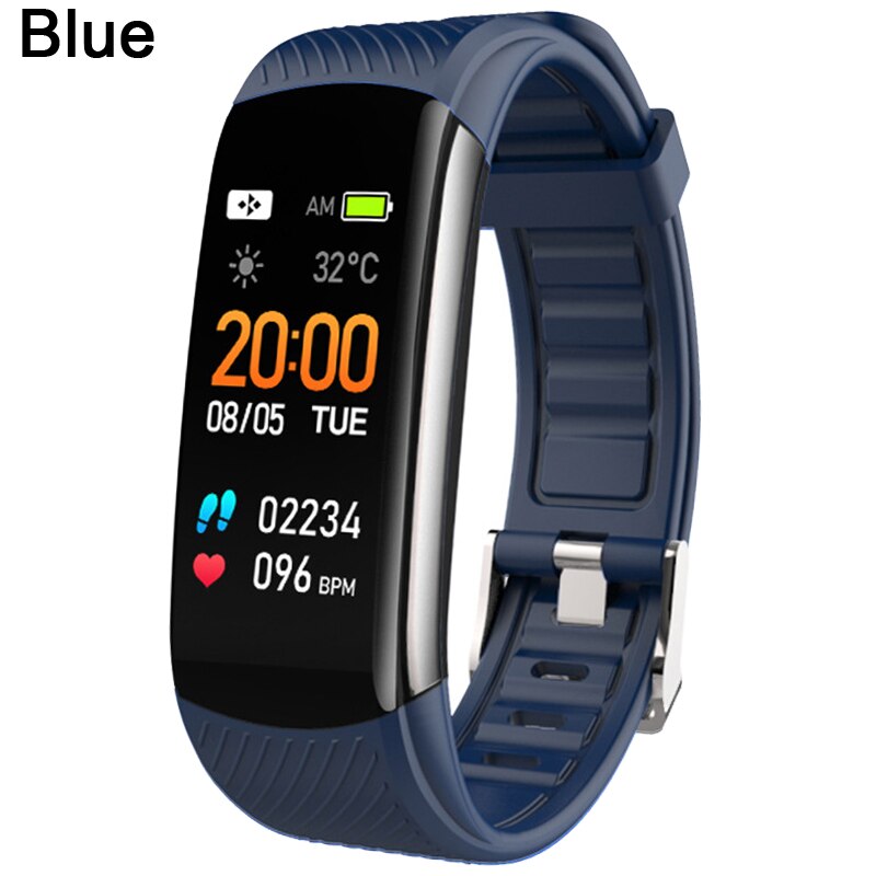 C6S Smart Fitness Bracelet Men Women Heart Rate Monitor Smart Band Fitness Tracker Watch WhatsApp Reminder Smart Bracelet Watch: Blue