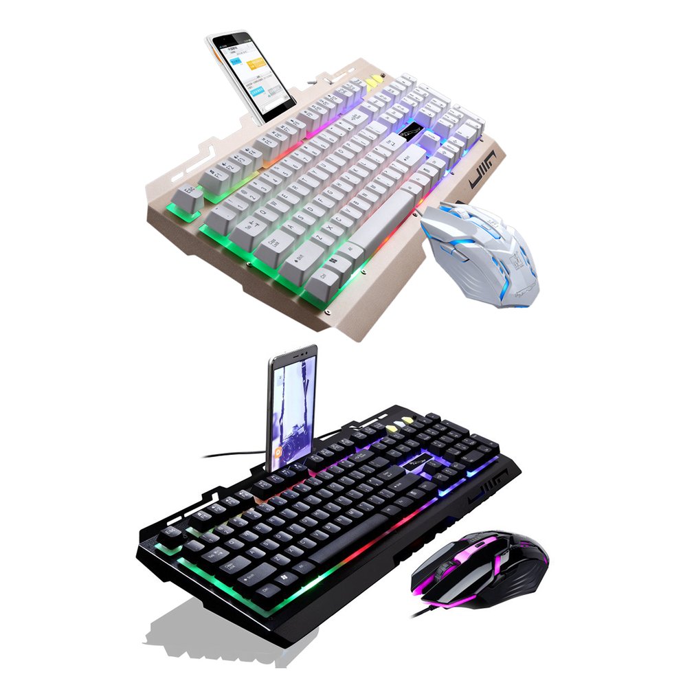 G700 Game Luminous Wired USB Mouse and Keyboard Suit With Rainbow Backlight LED Lights Mechanical Keyboard 2400 DPI Gaming Mouse