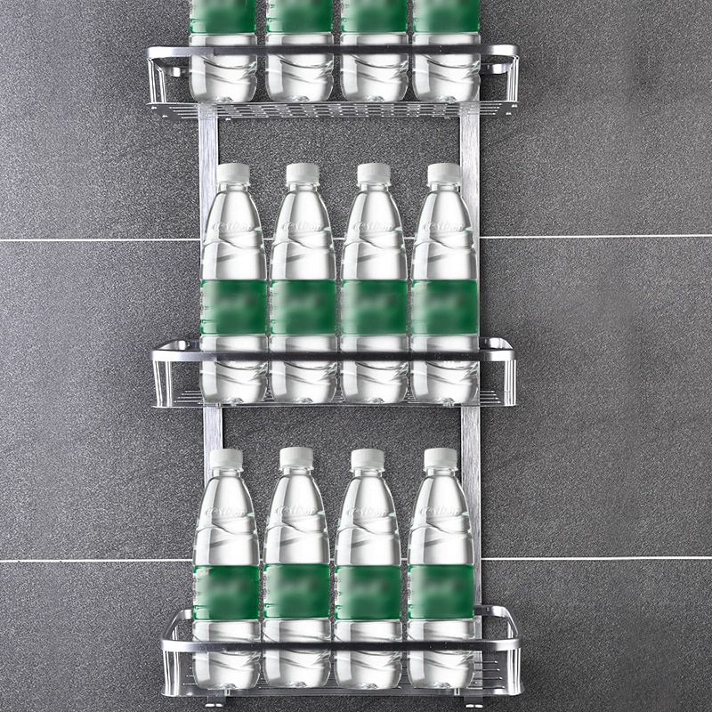 Bathroom Shelf Organizer Space Aluminum Kitchen Khelf Storage No Punching Shower Wall Shelves Caddy Waterproof Shampoo Holder