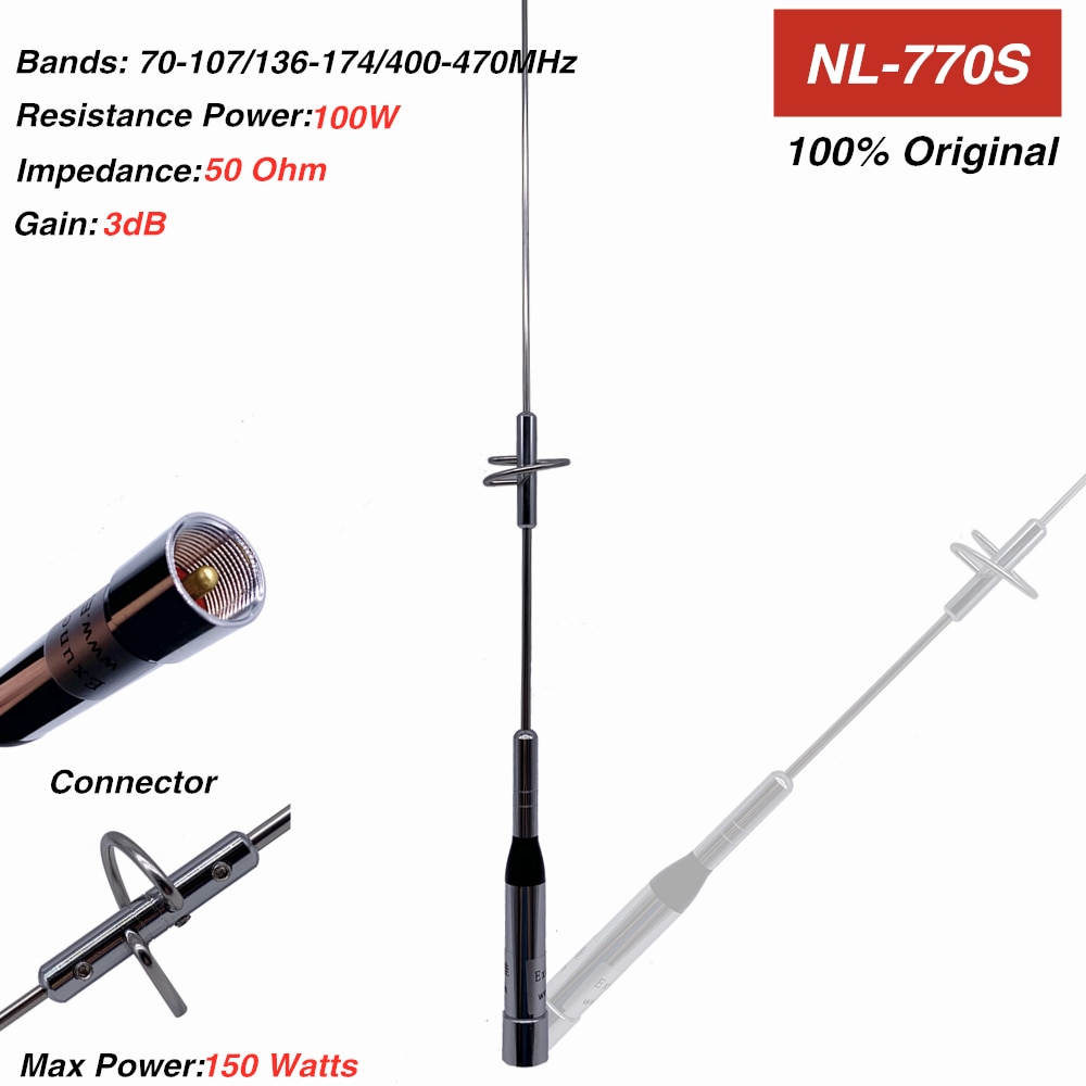 1 set Nagoya NL-770S Walkie Talkie Antenna + 5M Coaxial Cable + Four Fine Copper Connector Adapter + Stainless Steel Clip Mount