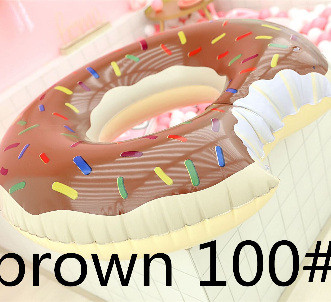 Opblaasbare donut zwemband gigantische zwembadvlot zomer buitenactiviteiten strandfeest zwembad opblaasbaar matras water: Bruin 100