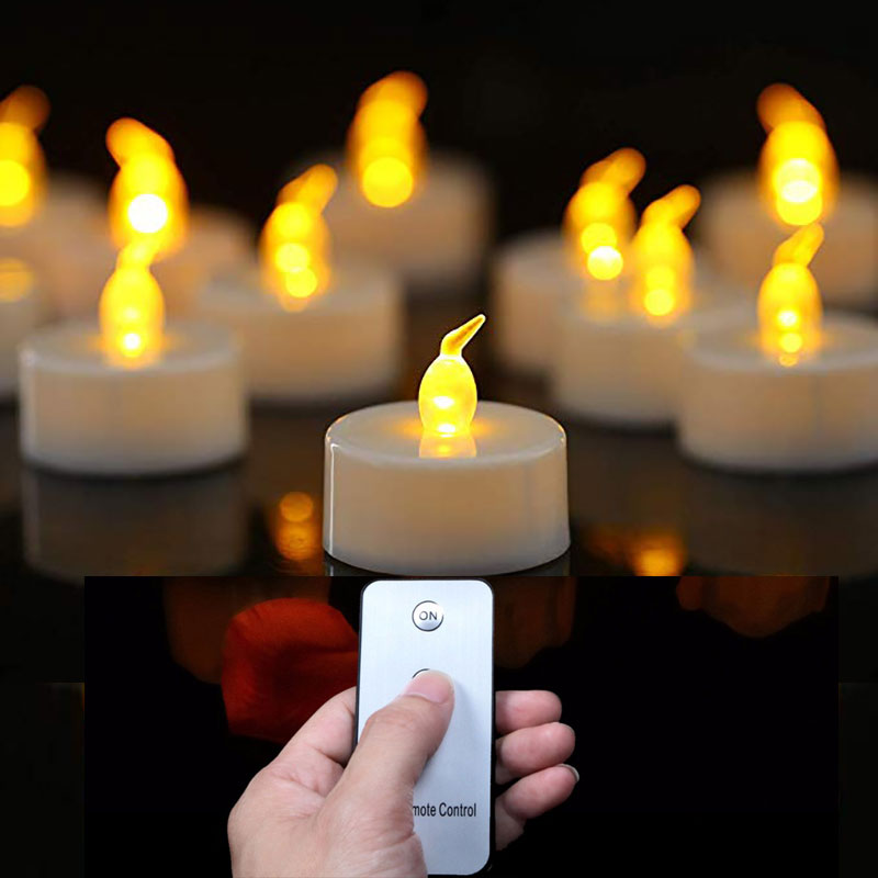 24 stk batteridrevne led-lys fjernstyrte flimrende votive telyslampe bryllup valentine hjemmefest