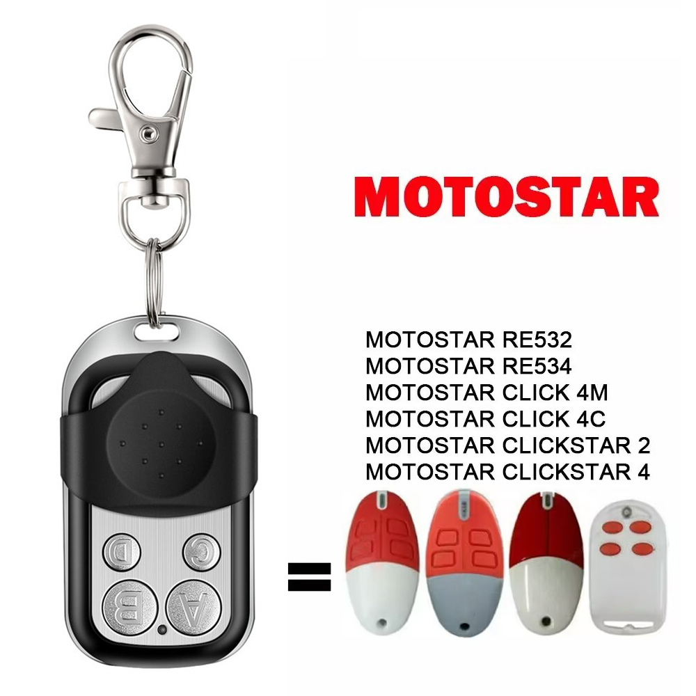 MOTOSTAR RE532 RE534 CLICK 4M CLIKSTAR 2 /CLIKSTAR 4 Garage Door Remote Control 433MHz Fixed Code Gate Opener
