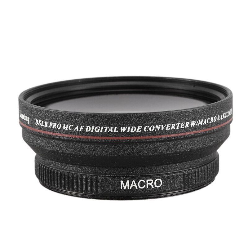 Repuesto de lente Digital NEWYI 72mm 0.45X gran angular + lente de conversión Macro 72 0,45 negro