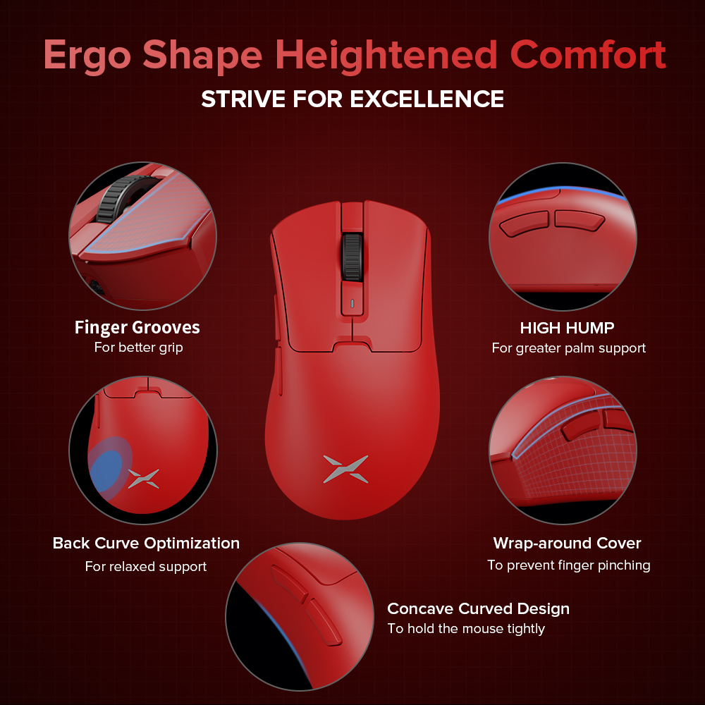 Delux m900 pro mouse para jogos sem fio ergonômico 8k taxa de pesquisa paw3395 bk3633 63g rgb doca de carregamento para mão grande direita pc laptop