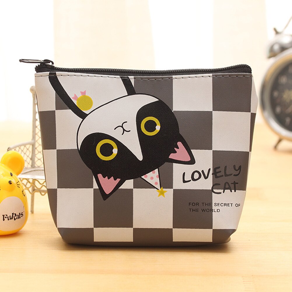 Vrouwenmeisje mini cartoon schattige kat portemonnee mini portemonnee muntzak pu leren dames clutch tas sleutelkaarthouder tas