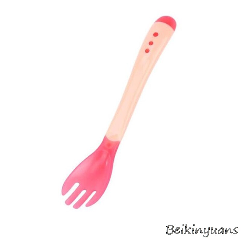 Vajilla con sensor de temperatura para niños, platos de aprendizaje para bebés, bandeja con bol y ventosa: Red fork