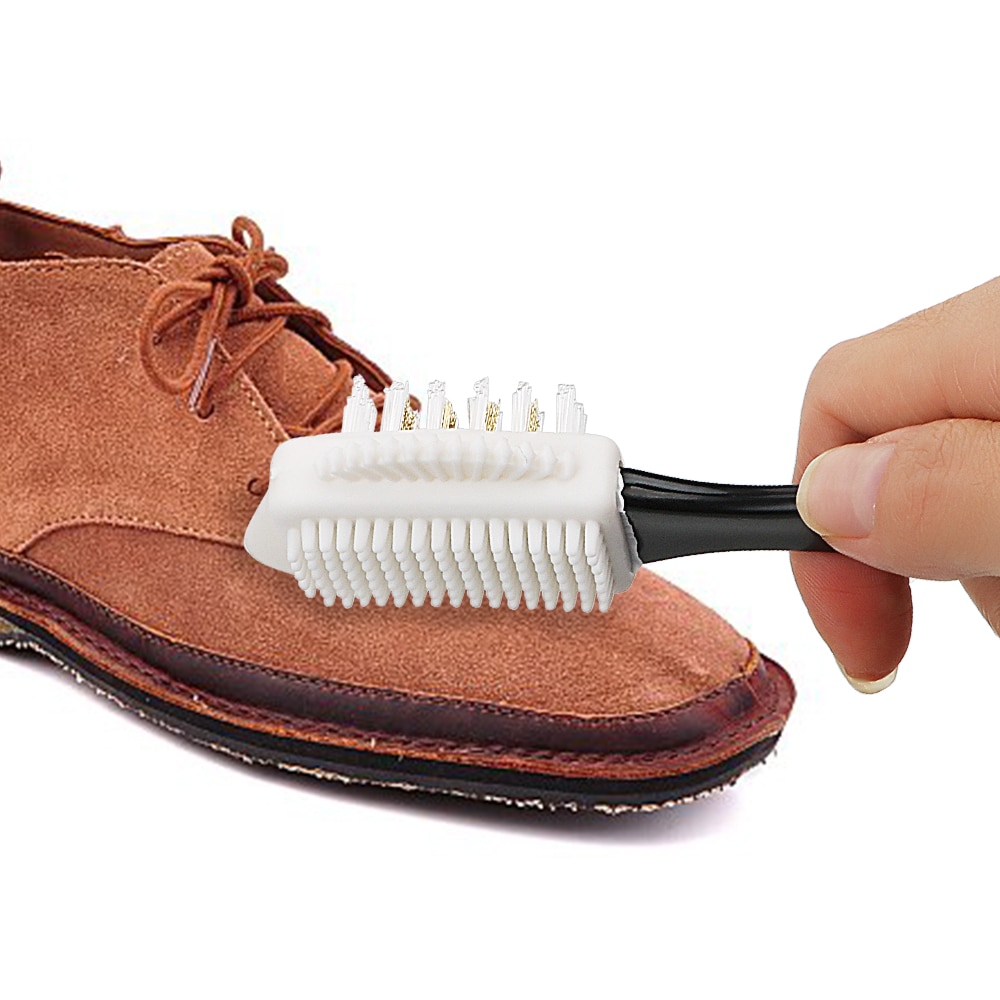 Rengøringsværktøj s form multifunktion silikone kobbertråd sko børste 3 sider skobørste til nubuck ruskind støvlesko