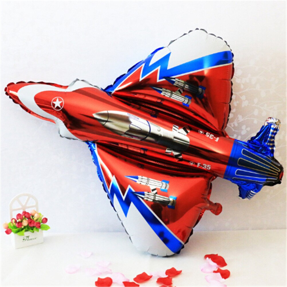 Giant Fighter Plane Inflatable Foil Helium Cartoon Plane Ballons For Baby Boy Shower Kids Birthday Party Decor 87*93cm