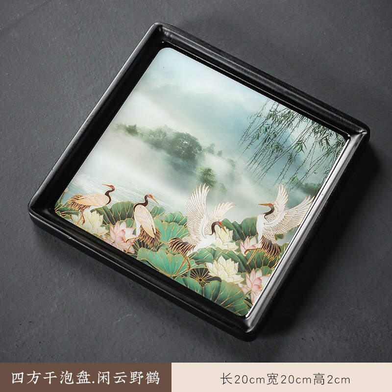 BAODETEA Chinese Tea Tray Rectangular Household Wooden Pot Holds Dry Kungfu Tea Tray: E 20-20-2CM