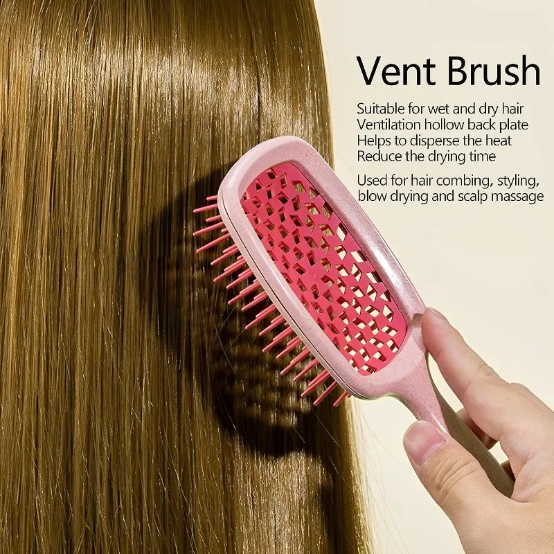 Peine para desenredar el cabello, masaje del cuero cabelludo, peine antiestático, cepillo para el cabello hueco para peinado de peluquero seco y húmedo, 2 uds.