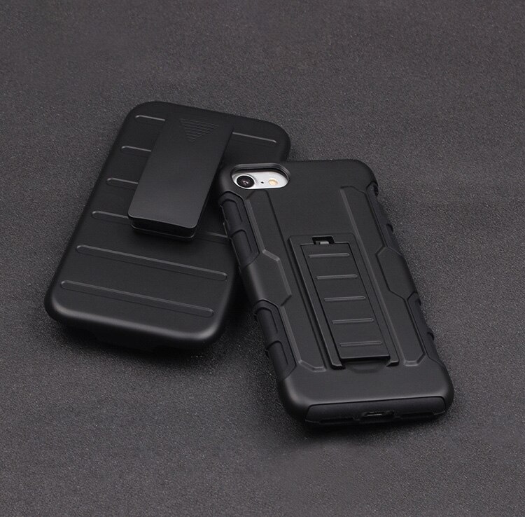 Voor iPhone 6 6 s plus 7 7 Plus Coque Armor Cases Shockproof PC Rubber Hybrid Covers Riemclip Holster Stand Robuuste Case Cover