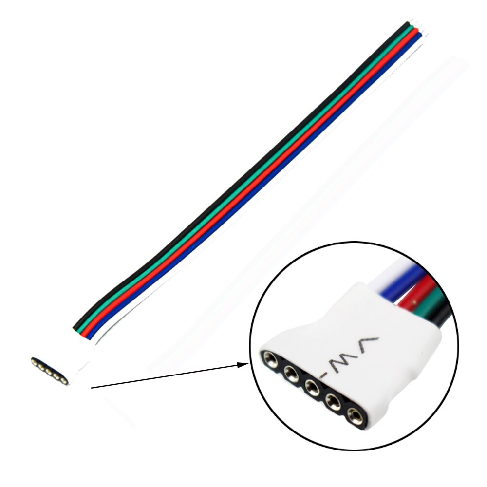 5pcs 5Pin 5-Pin RGBW LED Connector Strip to Controller Male Female Connector Adapter 15cm Wire For 5050 SMD RGBW LED Strip Light