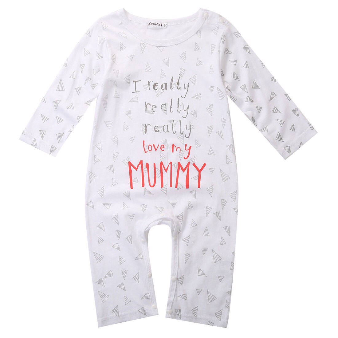 Mode pasgeboren baby jongen meisje kleding lange mouwen Footies Jumpsuit leuke peuter kleding: I love Mummy / 12m