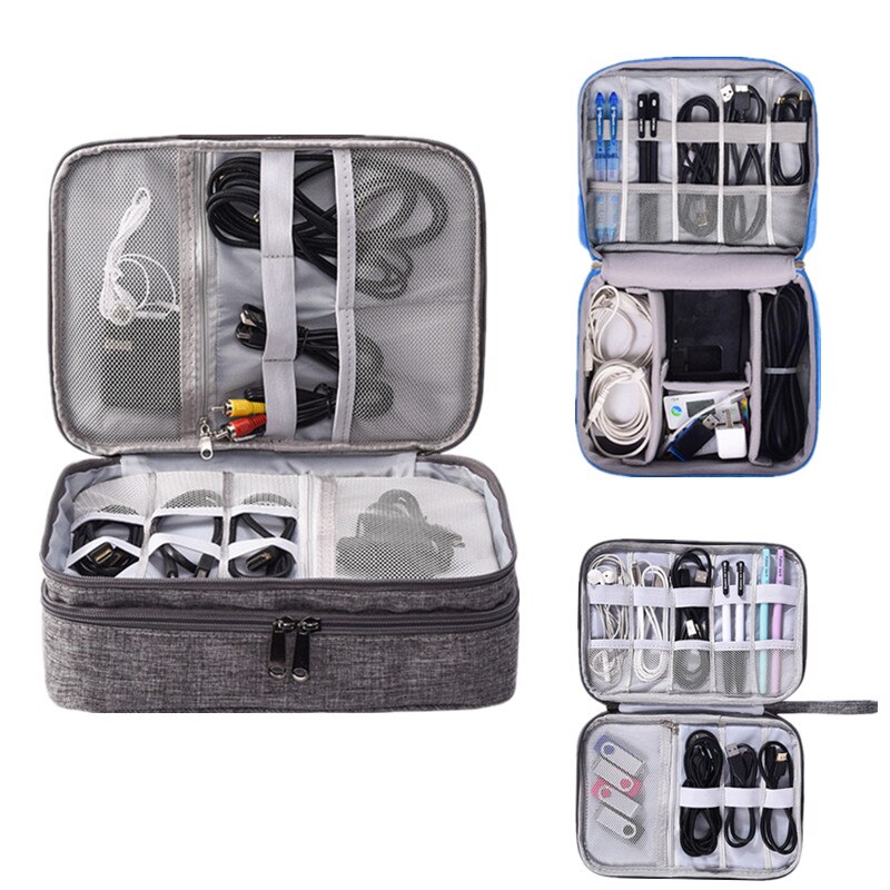 Electronics Organizer Bag - Portable Digital USB Gadget Case - Travel Charger Holder