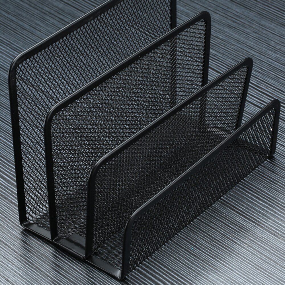 Metal Mesh Practical Lightweight 3 Layers School Office Tray Desk Organizer Easy Storage Black Space Saving File Holder Document
