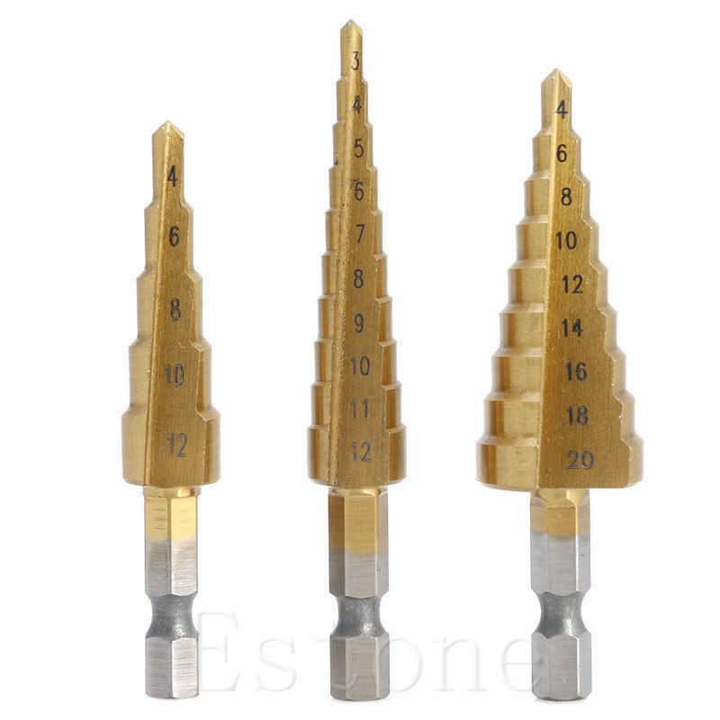 3 Stks HSS 4241 Staal Stap Cone Titanium Coated Boor Cut Tool Hole Cutter Set