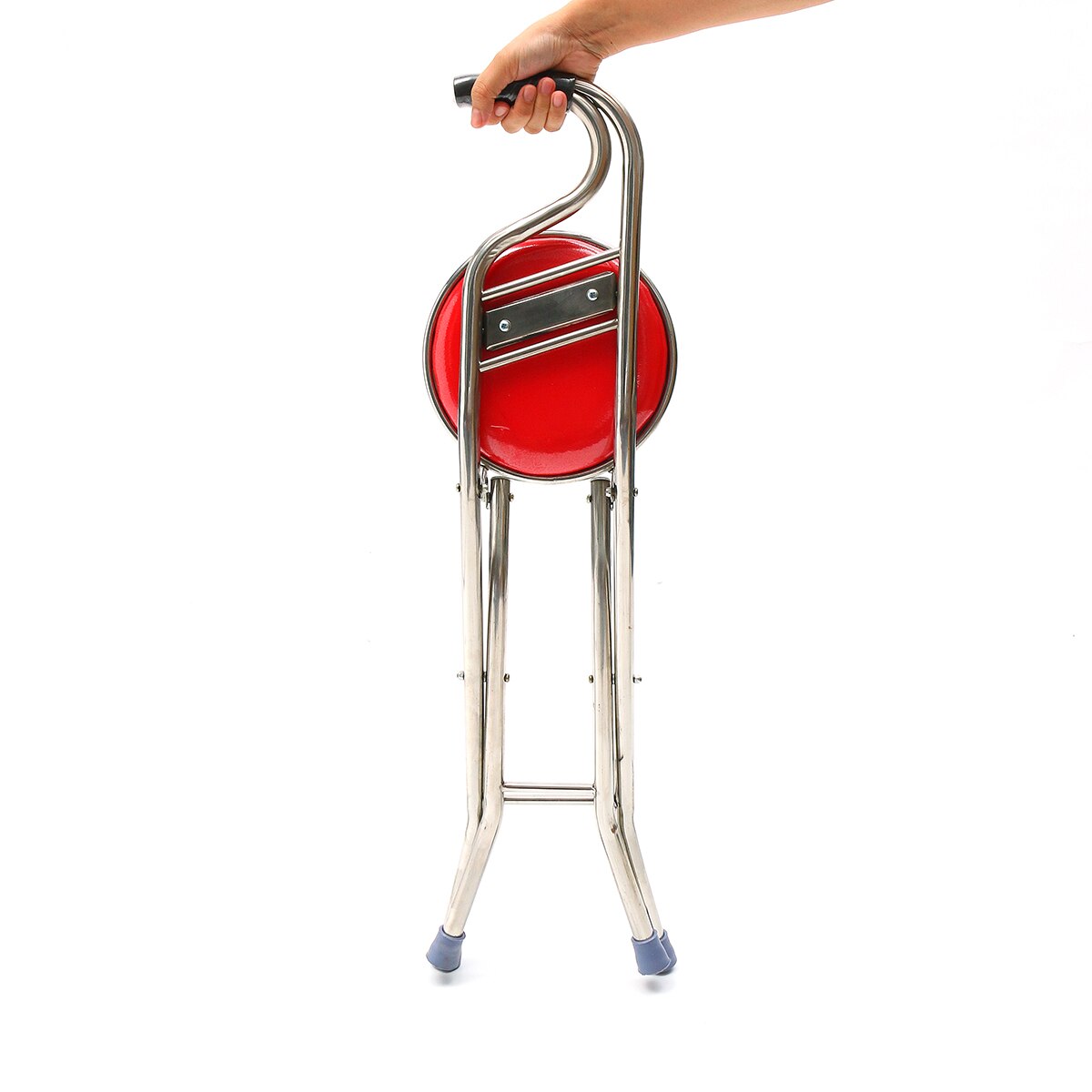 Bastón plegable 2 en 1 portátil, de acero inoxidable, ligero, con asiento, taburete, trípode, muleta portátil para caminar para personas mayores