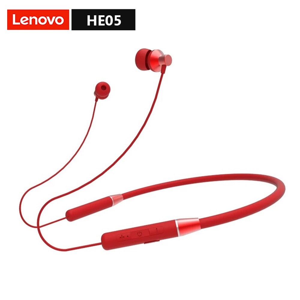 Lenovo HE05 Pro Bluetooth 5.0 Earphone In-ear Gaming Wireless Headset IPX5 Waterproof Sports Headphone with Noise Cancelling Mic: HE05 Red