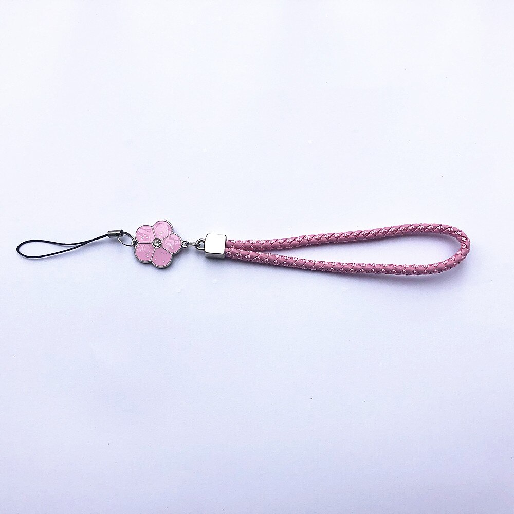 Courroie de poignet à main courte PU anti-dérapant sangles de téléphone portable pour iphone Samsung cordon téléphone main corde USB lanière Movil pour clés: pink