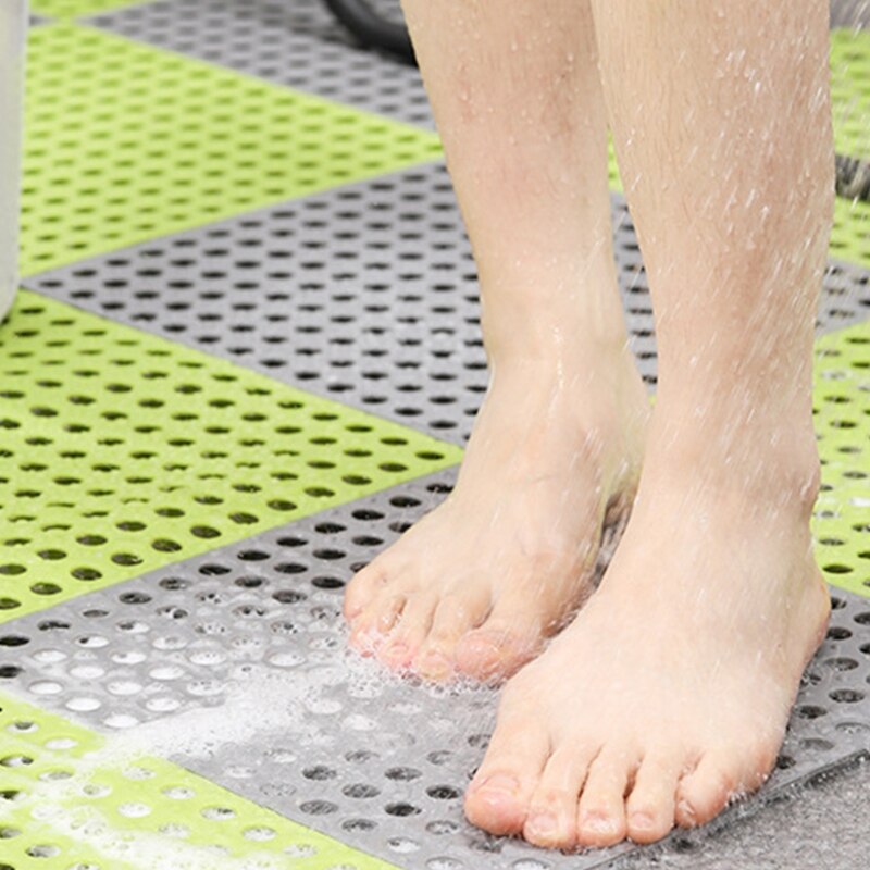 Square Shower Mat Non-Slip Bath Mats Anti-skid Bathroom Massage Mat Hollow Drain Holes Bathtub Carpet Kitchen Splicing Pads