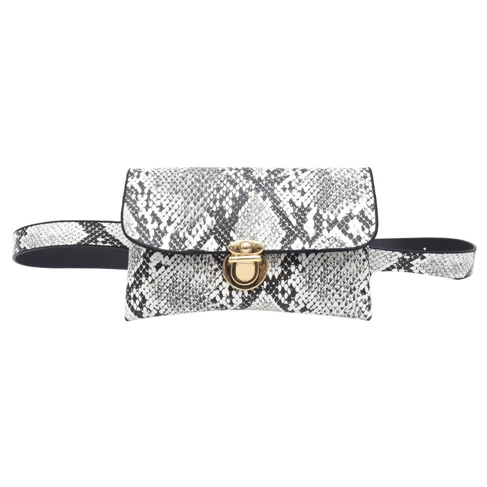 Frauen Taille fanny Gürtel Packungen PU Leder Schlange drucken Crossbody Brust Taschen: weiß
