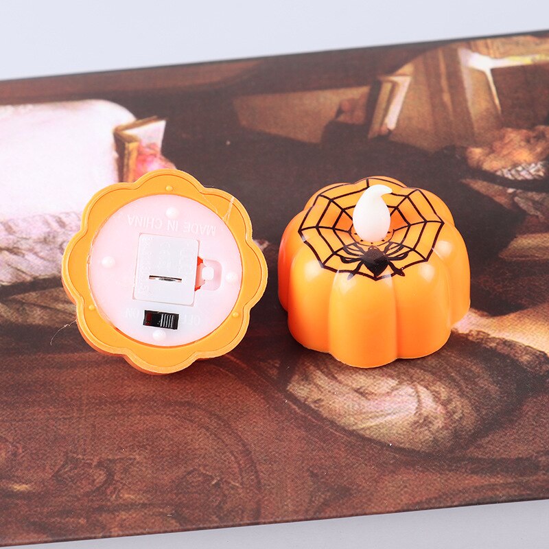 12 Pack LED Pumpkin Lights Halloween Decorations Jack-O'-Lantern Small Orange Flickering Tea Lights With Box