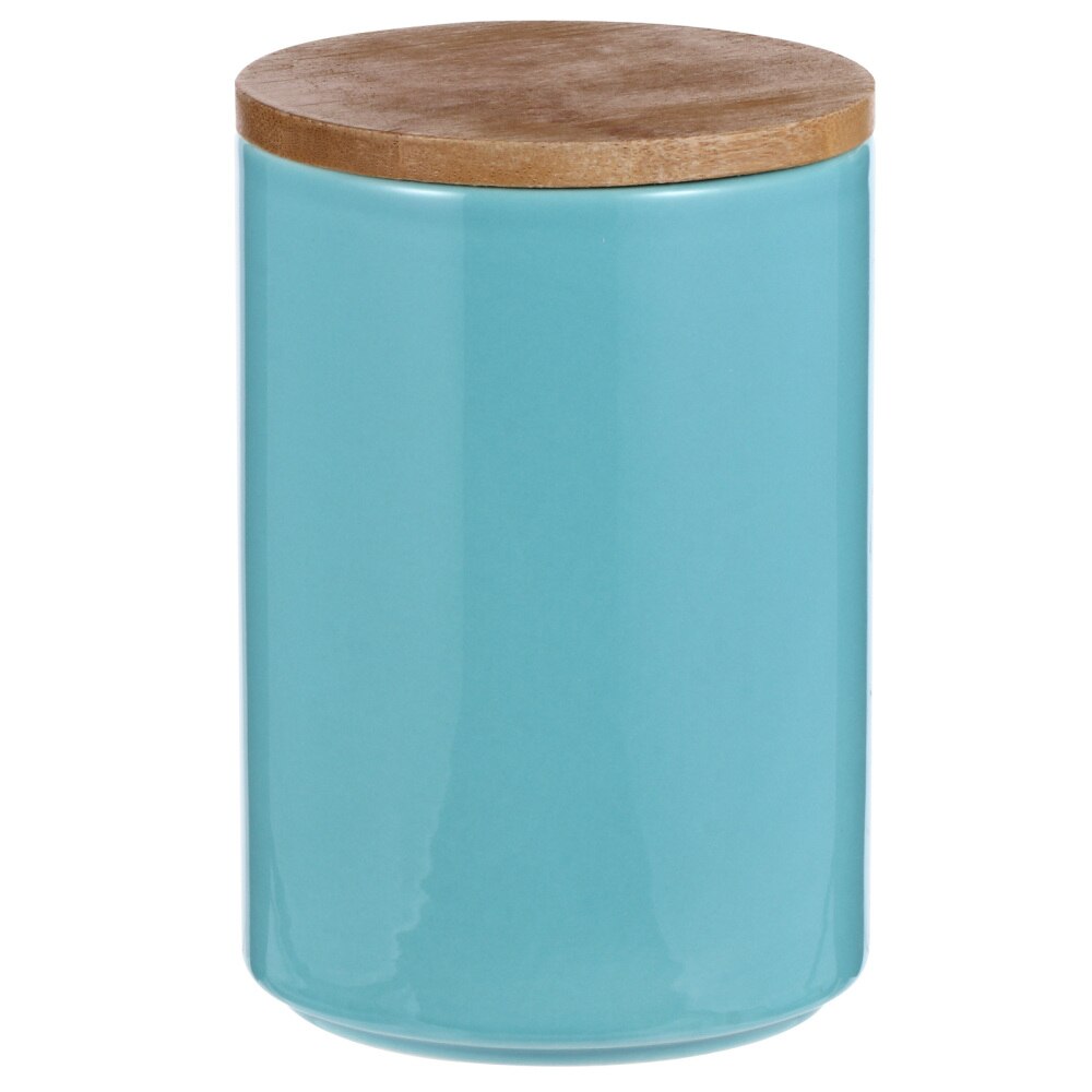 1pc cerâmica de bambu tampa de vedação pode moistureproof selado tanque de armazenamento para casa: Light blue