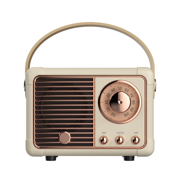 Mini haut-parleur H2 classique rétro compatible Bluetooth, récepteur Radio FM, décoration Portable, lecteur de musique de voyage: Beige