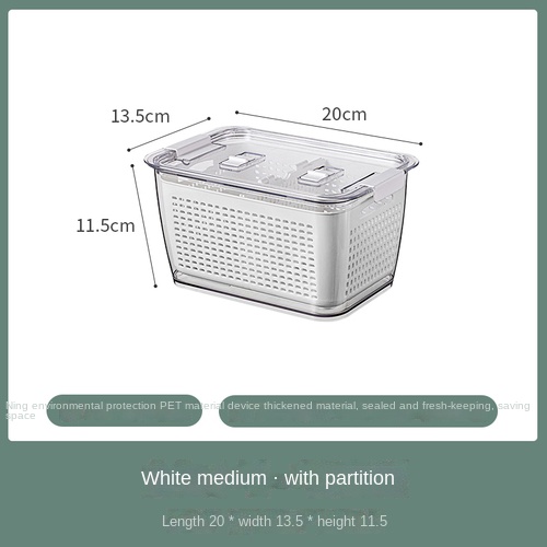 Fridge Storage Box Refrigerator Fresh Vegetable Fruit Boxes Drain Basket Storage Containers With Lid Kitchen Tools Organizer: Pink