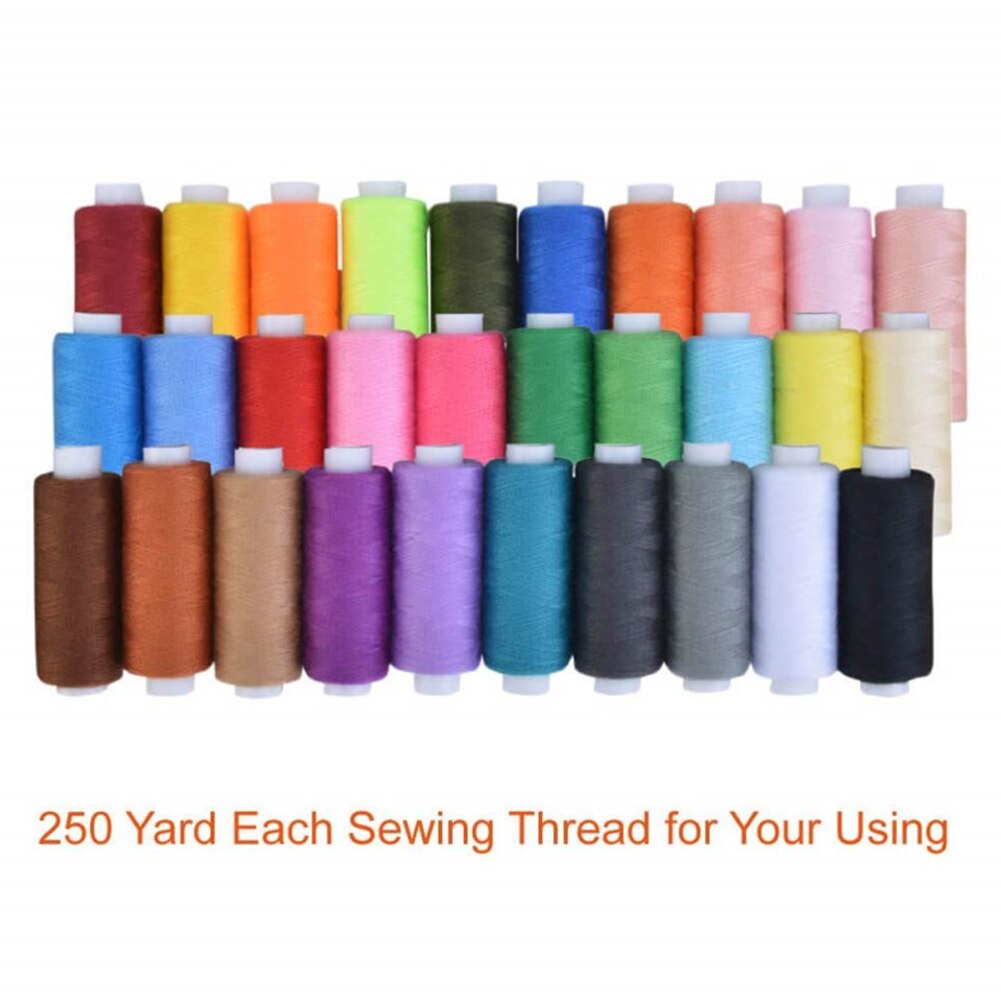 30 Roll Machine Hand Craft Spool Durable Home DIY 250 Yard Assortment Coil Solid Sewing Thread Strong Industrial