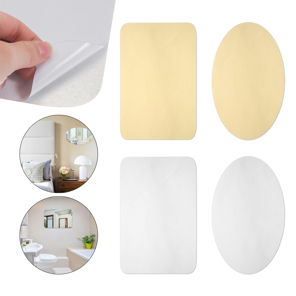 Acryl Spiegel Stickers Spiegel Muurstickers Reflecterende Glas Decals Ovale Rechthoek Muur Art Badkamer Woonkamer Woondecoratie