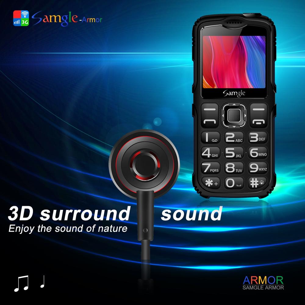 Téléphone portable robuste samgle  s3 armor wcdma 3g, écran incurvé 2.0 pouces, lampe torche 1900 mah, grande voix, ordinateur de bureau gratuit , 3.5mm prises, double sim, gsm